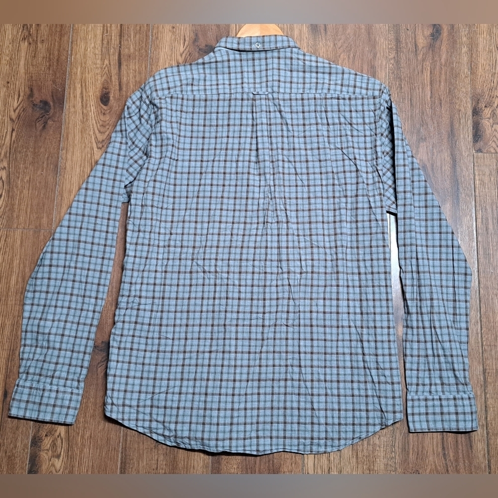 Hugo  Boss Orange Label Men's Button Down Shirt Gray Brown Check Size XL - Picture 2 of 7